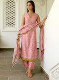 Pink Sleeveless Chanderi Silk Kurta Set With Dupatta at Kamakhyaa by Taro. This item is Chanderi Silk, Evening Wear, Gulzar Taro, Indian Wear, July Sale, July Sale 2023, Kurta Pant Sets, Kurta Set With Dupatta, Natural, Pink, Prints, Regular Fit, Womenswear