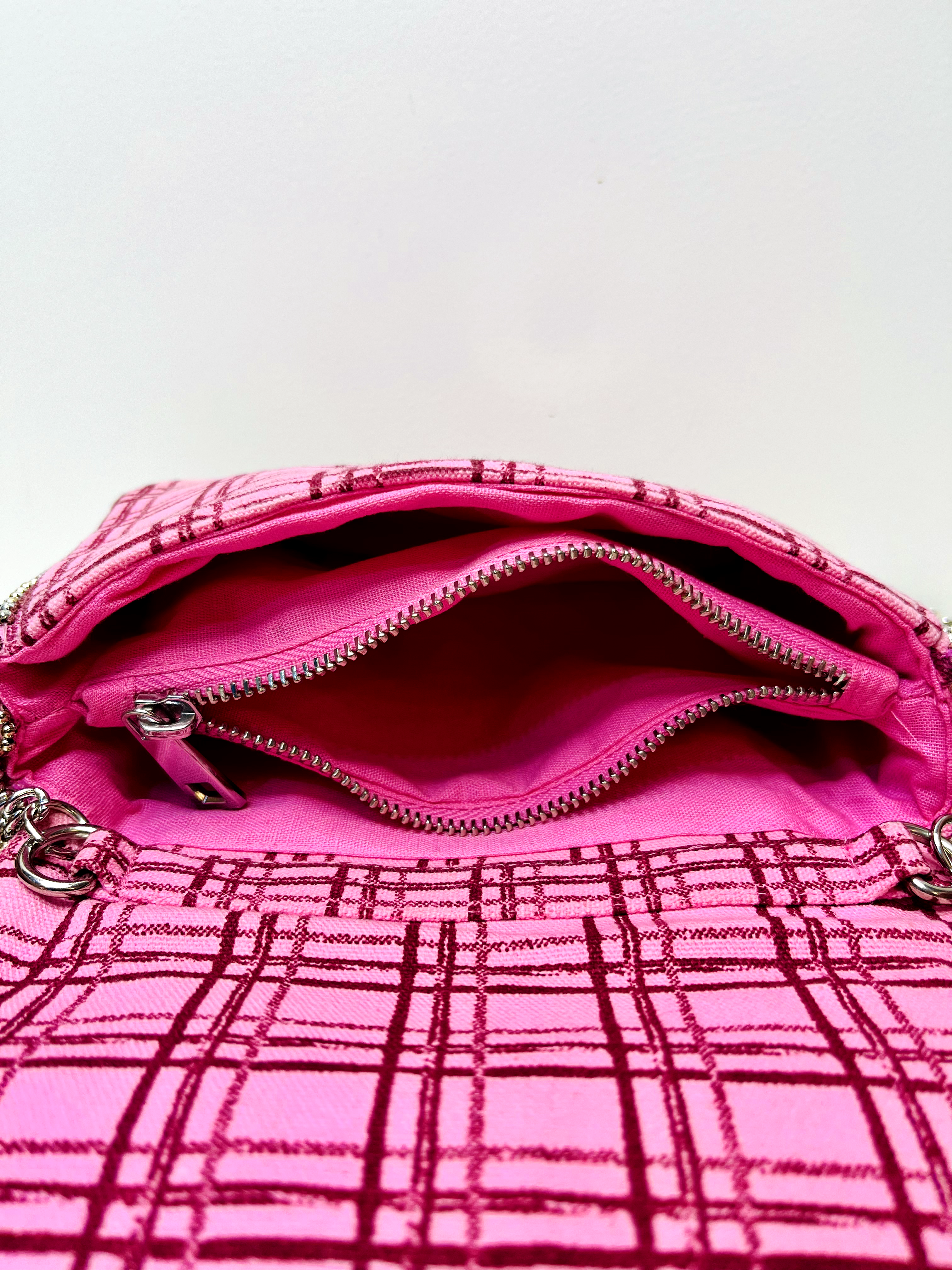 Pink Sling Bag at Kamakhyaa by Pre Loved. This item is Bags, Casual Wear, Mirror Work, Multicolor, Natural, Sling Bags