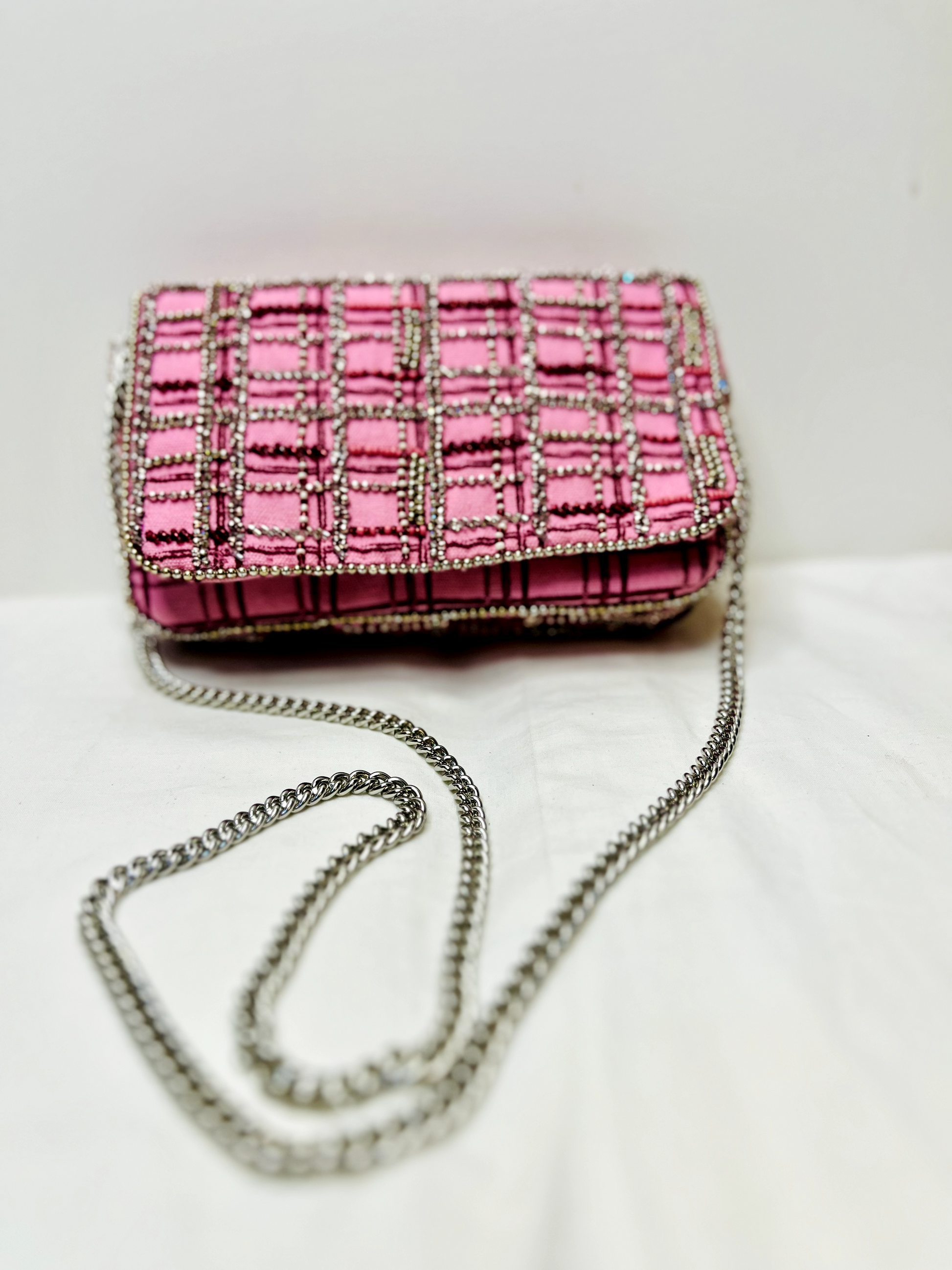 Pink Sling Bag at Kamakhyaa by Pre Loved. This item is Bags, Casual Wear, Mirror Work, Multicolor, Natural, Sling Bags