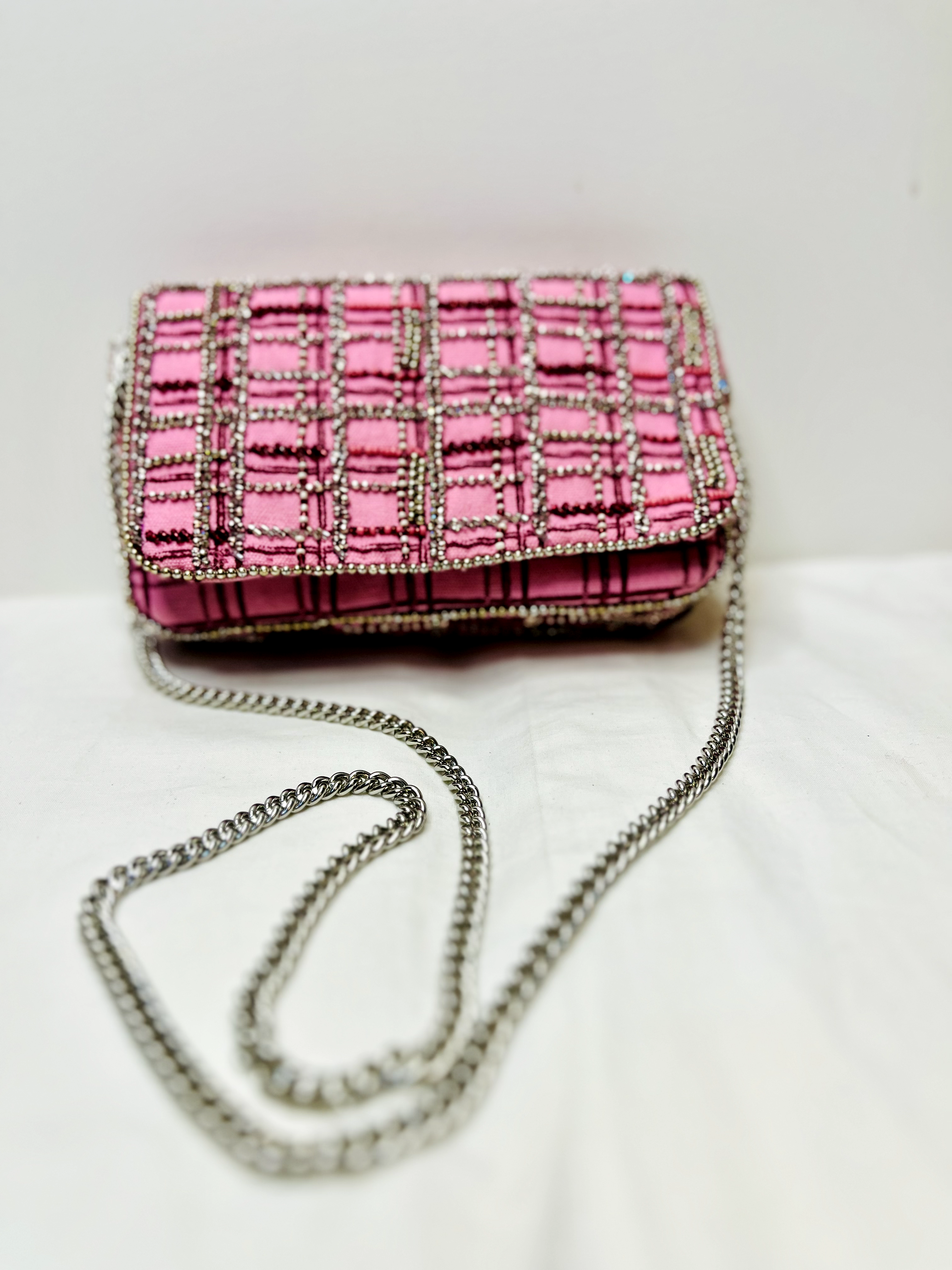 Pink Sling Bag at Kamakhyaa by Pre Loved. This item is Bags, Casual Wear, Mirror Work, Multicolor, Natural, Sling Bags
