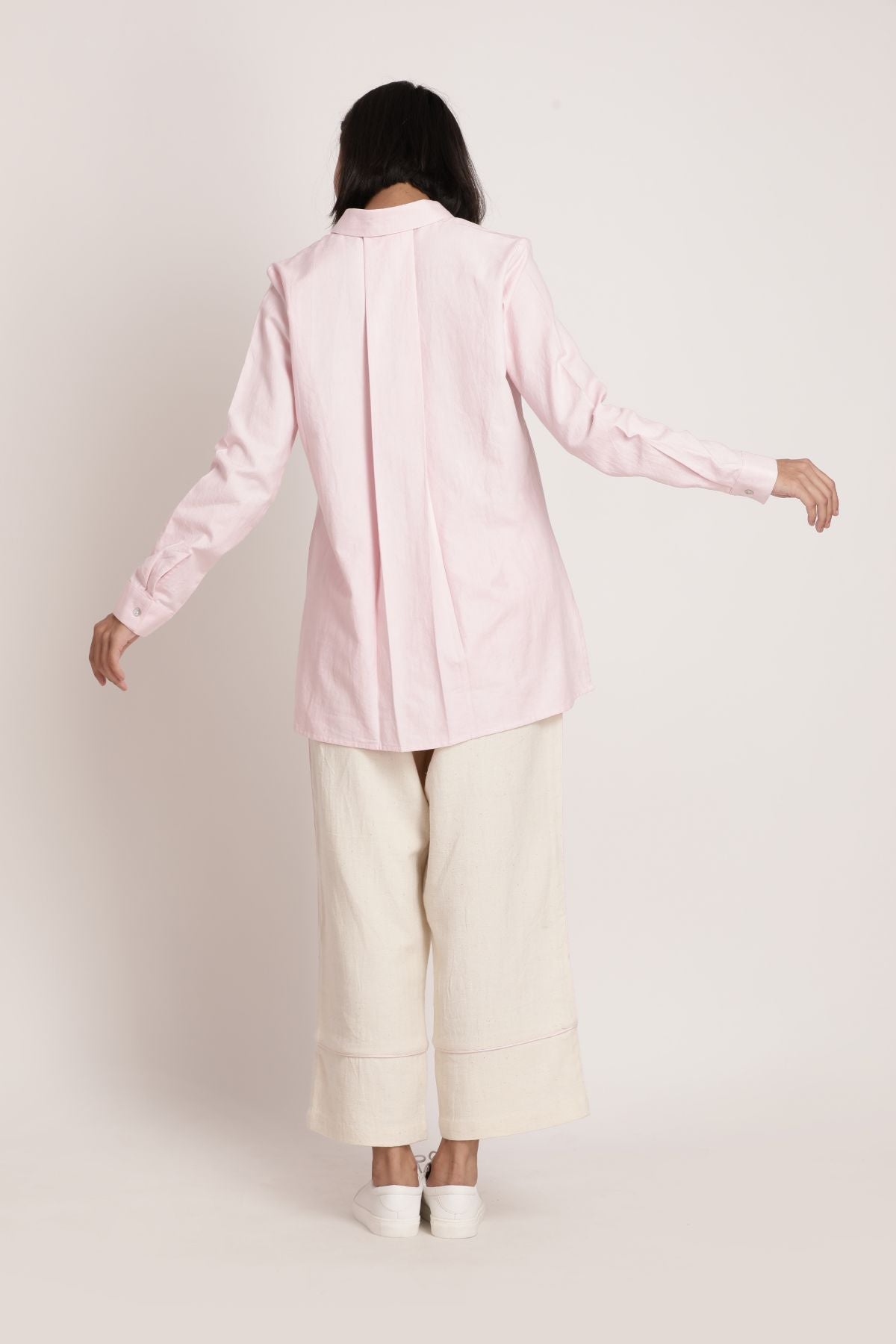 Pink Sora Beju Set at Kamakhyaa by Itya. This item is Co-ord Sets, Hand Spun Cotton, Handwoven cotton, Natural, Off-white, Office, Office Wear, Office Wear Co-ords, Pastel Perfect, Pastel Perfect by Itya, Pink, Plant Dye, Relaxed Fit, Solids, SS22, Womenswear