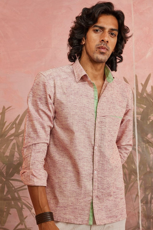 Pink Textured Full Sleeve Shirt at Kamakhyaa by Charkhee. This item is Casual Wear, Cotton, Less than $50, Menswear, Natural, Raspberry, Regular Fit, Shirts, Textured, Tops