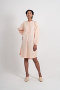 Pink Textured Kurta at Kamakhyaa by Ahmev. This item is Casual Wear, Handloom Cotton, July Sale, July Sale 2023, Natural, Pink, Relaxed Fit, Shirt Dresses, Textured, Womenswear