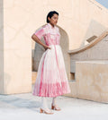 Pink Textured Midi Dress at Kamakhyaa by The Loom Art. This item is Between the Lines, Chanderi Silk, July Sale, July Sale 2023, Midi Dresses, Natural, Ombre & Dyes, Party Wear, Pink, Printed Selfsame, Regular Fit, Shirt Dresses, Womenswear