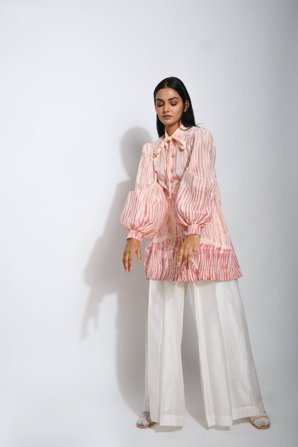 Pink Textured Top at Kamakhyaa by The Loom Art. This item is Best Selling, Between the Lines, Cotton Silk, July Sale, July Sale 2023, Natural, Ombre & Dyes, Party Wear, Pink, Regular Fit, Shirts, Tops, Womenswear