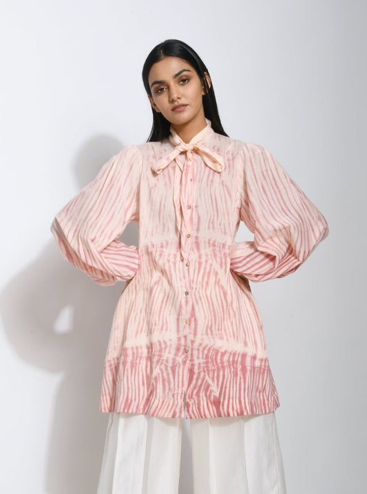 Pink Textured Top at Kamakhyaa by The Loom Art. This item is Best Selling, Between the Lines, Cotton Silk, July Sale, July Sale 2023, Natural, Ombre & Dyes, Party Wear, Pink, Regular Fit, Shirts, Tops, Womenswear