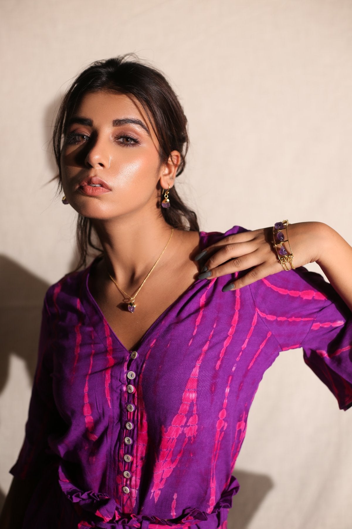 Pink Tie & Dye Top And Pants-Sets Of Two at Kamakhyaa by Keva. This item is Best Selling, Co-ord Sets, Day Dream, Natural, Pink, Printed Selfsame, Purple, Rayon, Relaxed Fit, Resort Wear, Tie & Dye, Vacation, Vacation Co-ords, Womenswear