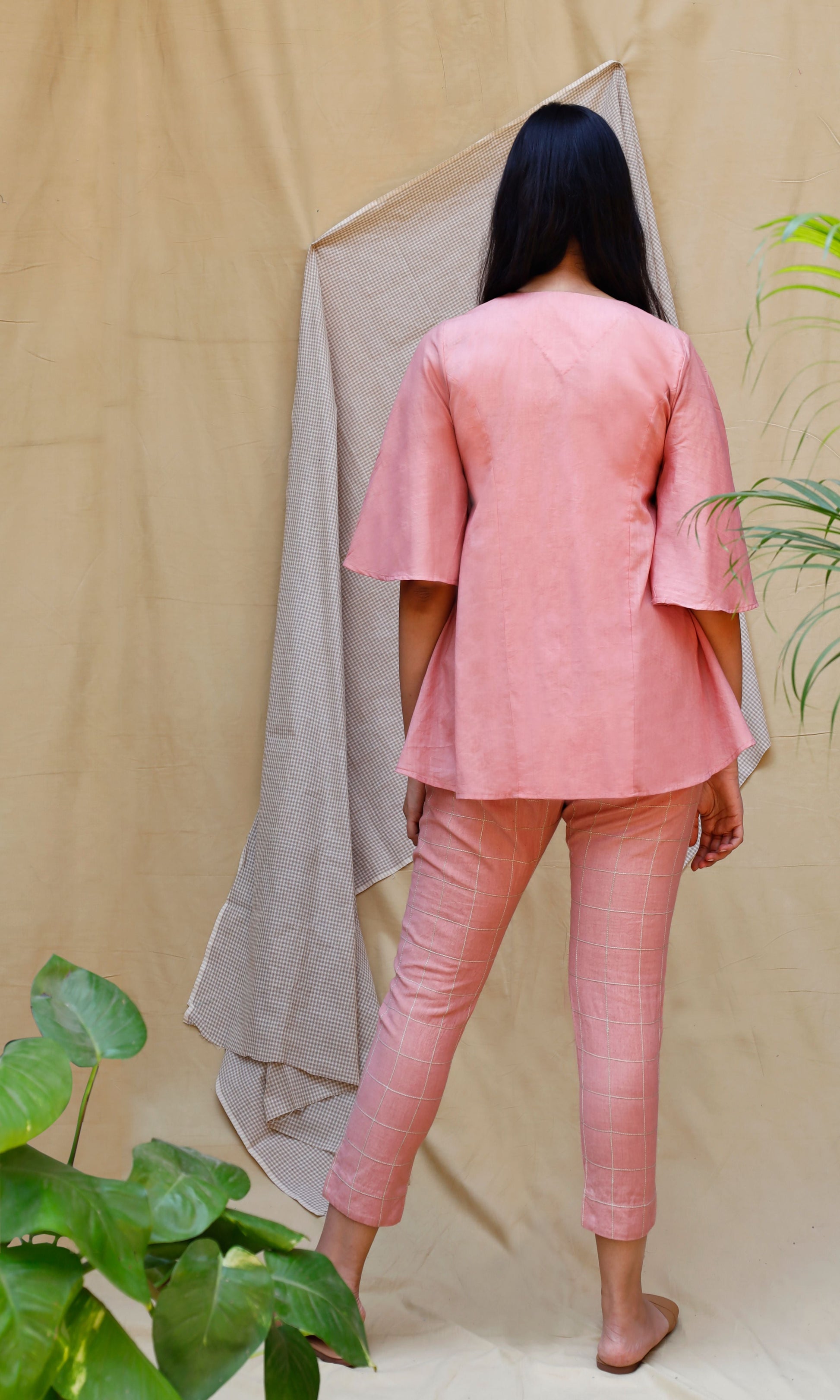 Pink Tunic Wrap Top at Kamakhyaa by Chambray & Co.. This item is Casual Wear, Echo, Hand Spun Cotton, Natural, Pink, Regular Fit, Solids, Tops, Womenswear