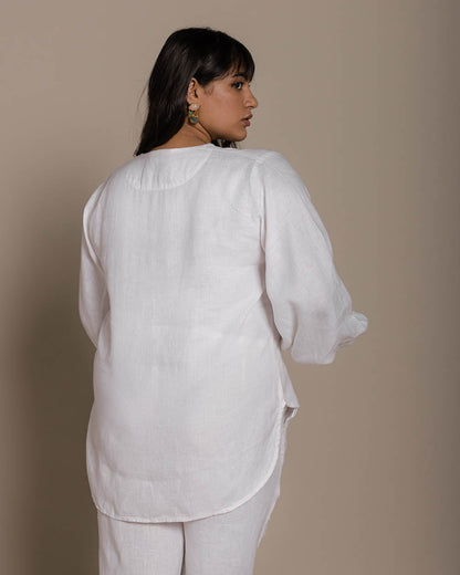 Poems In The Sky Top - Coconut White at Kamakhyaa by Reistor. This item is Blouses, Casual Wear, For Mother, For Mother W, Hemp, Natural, Office Wear, Relaxed Fit, Solids, Tops, White, Womenswear