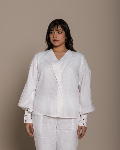 Poems In The Sky Top - Coconut White at Kamakhyaa by Reistor. This item is Blouses, Casual Wear, For Mother, For Mother W, Hemp, Natural, Office Wear, Relaxed Fit, Solids, Tops, White, Womenswear