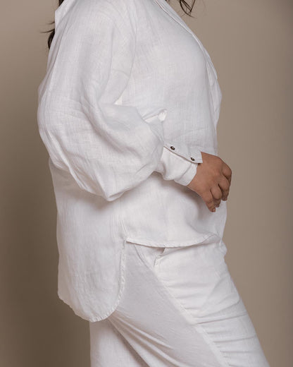 Poems In The Sky Top - Coconut White at Kamakhyaa by Reistor. This item is Blouses, Casual Wear, For Mother, For Mother W, Hemp, Natural, Office Wear, Relaxed Fit, Solids, Tops, White, Womenswear