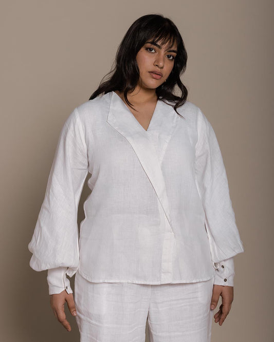 Poems In The Sky Top - Coconut White at Kamakhyaa by Reistor. This item is Blouses, Casual Wear, For Mother, For Mother W, Hemp, Natural, Office Wear, Relaxed Fit, Solids, Tops, White, Womenswear