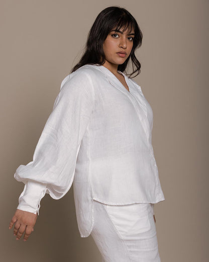 Poems In The Sky Top - Coconut White at Kamakhyaa by Reistor. This item is Blouses, Casual Wear, For Mother, For Mother W, Hemp, Natural, Office Wear, Relaxed Fit, Solids, Tops, White, Womenswear