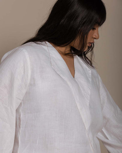 Poems In The Sky Top - Coconut White at Kamakhyaa by Reistor. This item is Blouses, Casual Wear, For Mother, For Mother W, Hemp, Natural, Office Wear, Relaxed Fit, Solids, Tops, White, Womenswear