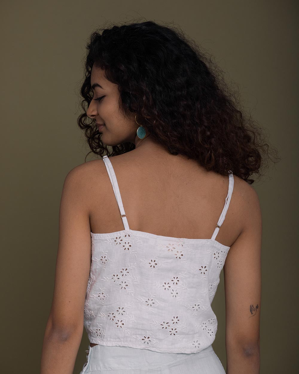 Poolday Tan Lines Top - Coconut White at Kamakhyaa by Reistor. This item is Casual Wear, Embroidered, Hemp, Natural, Spaghettis, Tops, White, Womenswear