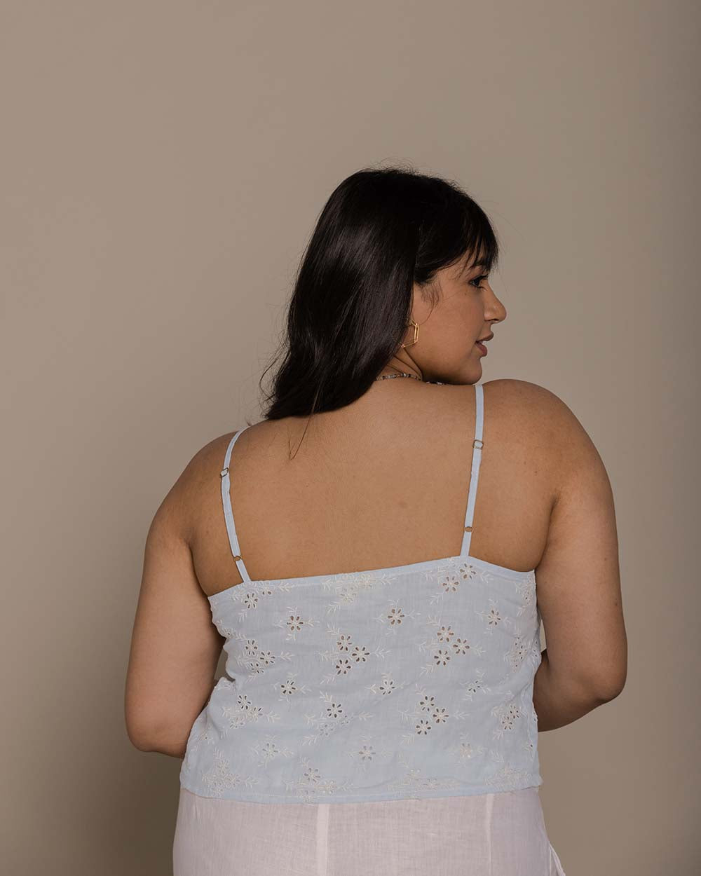 Poolday Tan Lines Top - Summer Blue at Kamakhyaa by Reistor. This item is Blue, Casual Wear, Embroidered, Hemp, Natural, Spaghettis, Tops, Womenswear