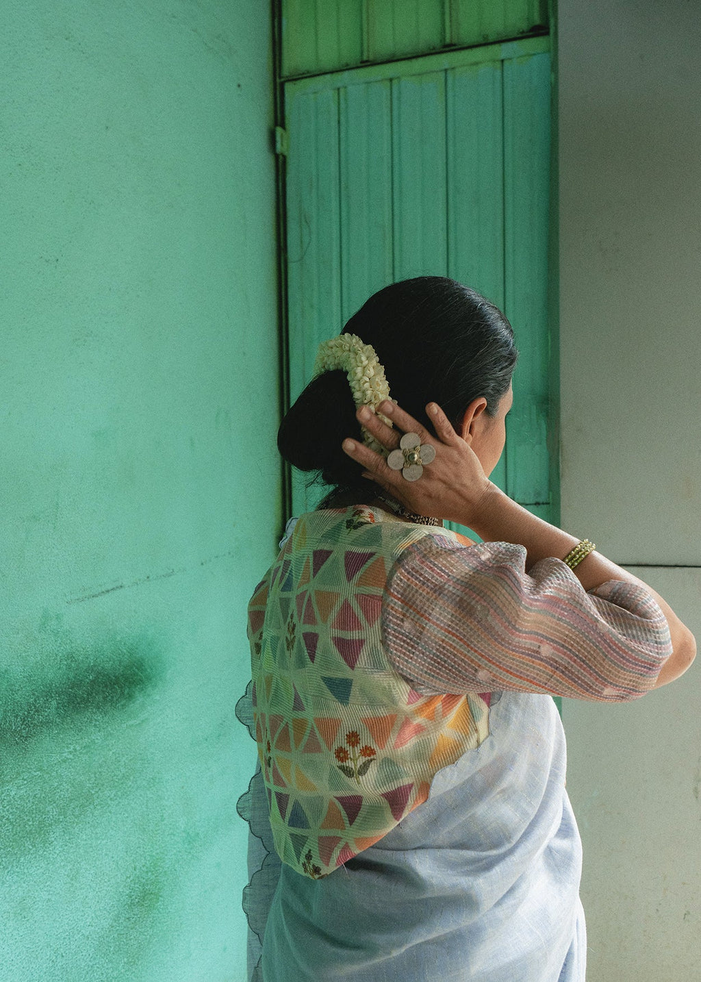 Powder Blue Cutwork Saree at Kamakhyaa by Aeka. This item is Blue, Cutwork, Festive Wear, For Mother, Indian Wear, Linen, Natural, Regular Fit, Saree Sets, Womenswear