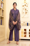 Purple Chanderi Silk Co-Ord Set at Kamakhyaa by Chambray & Co.. This item is Chambray & Co, Chanderi Silk, Complete Sets, Embroidered, Natural, Party Wear, PartyWear Co-ords, Purple, Regular Fit, Taabir, Womenswear