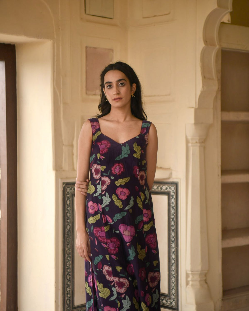 Purple Chanderi Silk Kurta Set at Kamakhyaa by Taro. This item is Casual Wear, Chanderi Silk, Chiffon, Digital Print, Enchanted Garden, Evening Wear, Indian Wear, July Sale, July Sale 2023, Kurta Pant Sets, Kurta Set With Dupatta, Natural, Natural with azo free dyes, Purple, Relaxed Fit, Womenswear