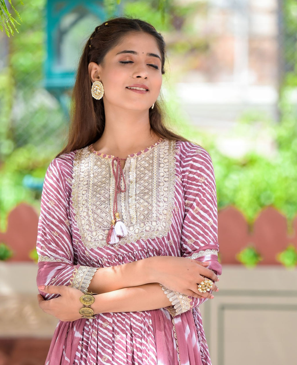 Purple Cotton Kurta Set With Dupatta at Kamakhyaa by Kamakhyaa. This item is Cotton, Ethnic Wear, Kurta Pant Sets, Kurta Set with Dupattas, Leheriya Prints, Mulmul, Natural, Purple, Regular Fit, Womenswear