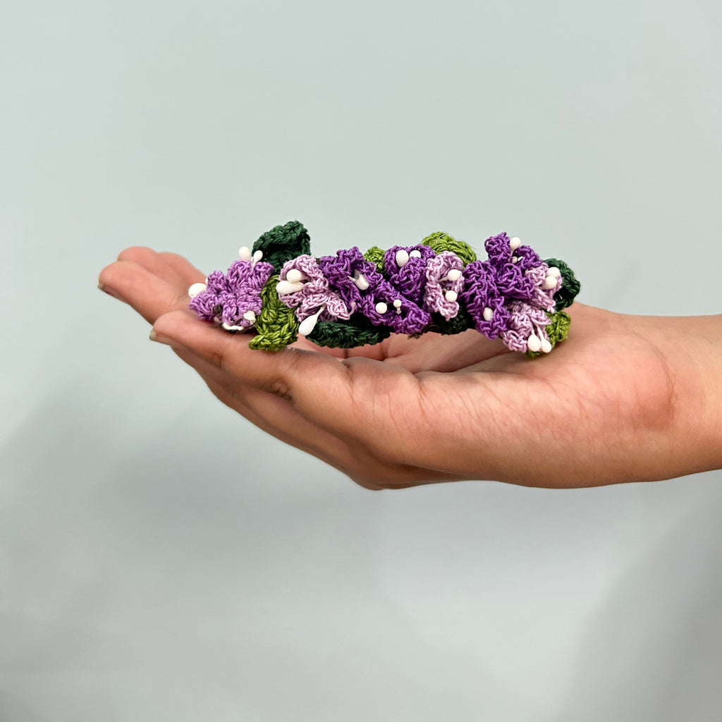 Purple Crochet Hair Clip at Kamakhyaa by Ikriit'm. This item is Accessories, Cotton yarn, Crochet, Free Size, Hair Accessories, Ikriit'm, Natural, Purple