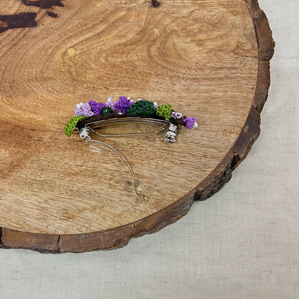 Purple Crochet Hair Clip at Kamakhyaa by Ikriit'm. This item is Accessories, Cotton yarn, Crochet, Free Size, Hair Accessories, Ikriit'm, Natural, Purple