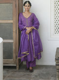 Purple Embroidered Cotton Kurta Set With Dupatta at Kamakhyaa by Taro. This item is Embroidered, Evening Wear, Handwoven Cotton, Indian Wear, July Sale, July Sale 2023, Kurta Pant Sets, Kurta Set With Dupatta, Natural, Purple, Regular Fit, Sitara Taro, Womenswear
