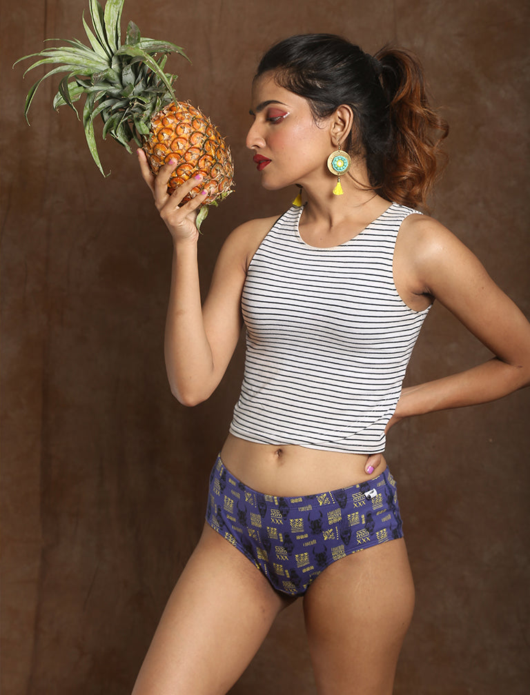 Purple Organic Printed Hipster at Kamakhyaa by Wear Equal. This item is Briefs, Casual Wear, Cotton, Hipsters, Less than $50, lingerie, Natural, panties, Prints, Products less than $25, Purple, Regular Fit, Womenswear