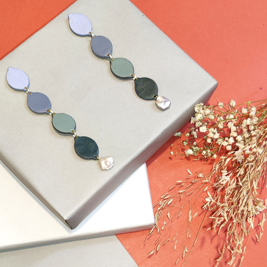 Quart Earring at Kamakhyaa by Noupelle. This item is Casual Wear, Danglers, Fashion Jewellery, Free Size, jewelry, Less than $50, Long Earrings, Multicolor, Natural, Upcycled, Upcycled leather