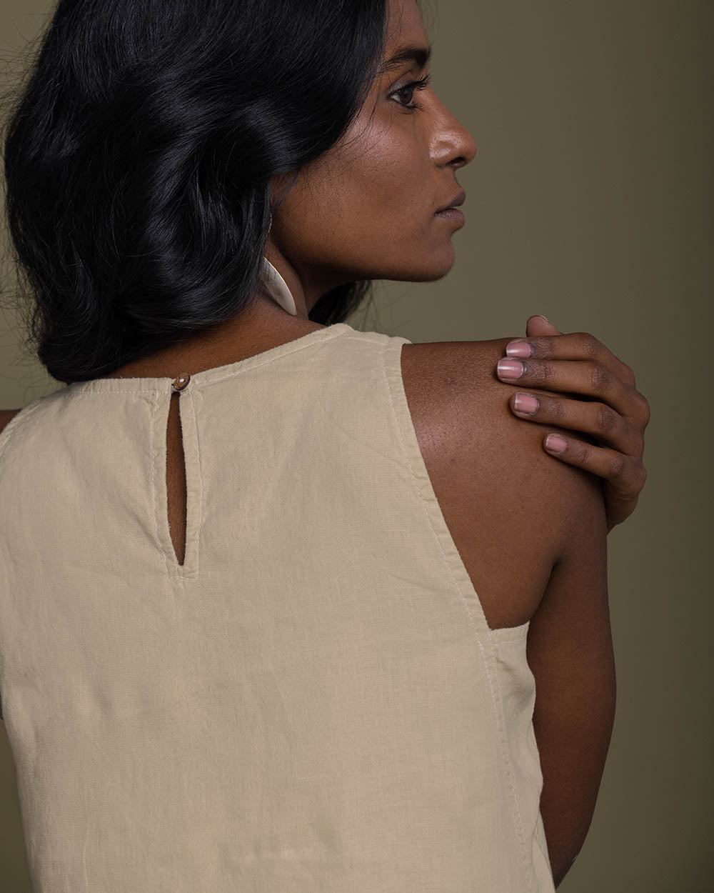 Reading Tea Leaves Dress - Sand Beige at Kamakhyaa by Reistor. This item is Best Selling, Brown, Casual Wear, Fall, Hemp, Natural, Office Wear, Short Dresses, Sleeveless Dresses, Womenswear