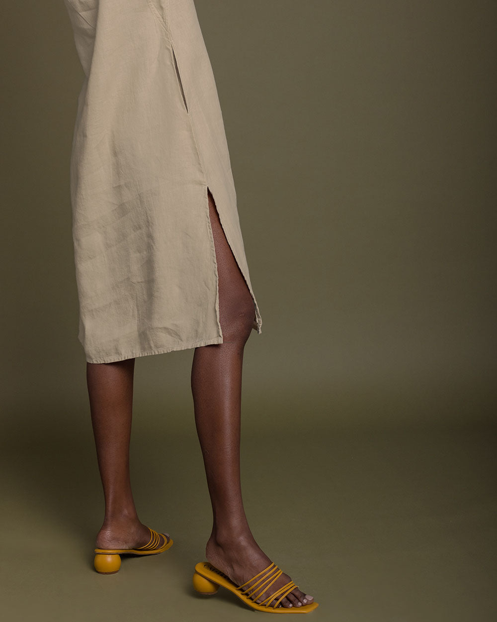 Reading Tea Leaves Dress - Sand Beige at Kamakhyaa by Reistor. This item is Best Selling, Brown, Casual Wear, Fall, Hemp, Natural, Office Wear, Short Dresses, Sleeveless Dresses, Womenswear