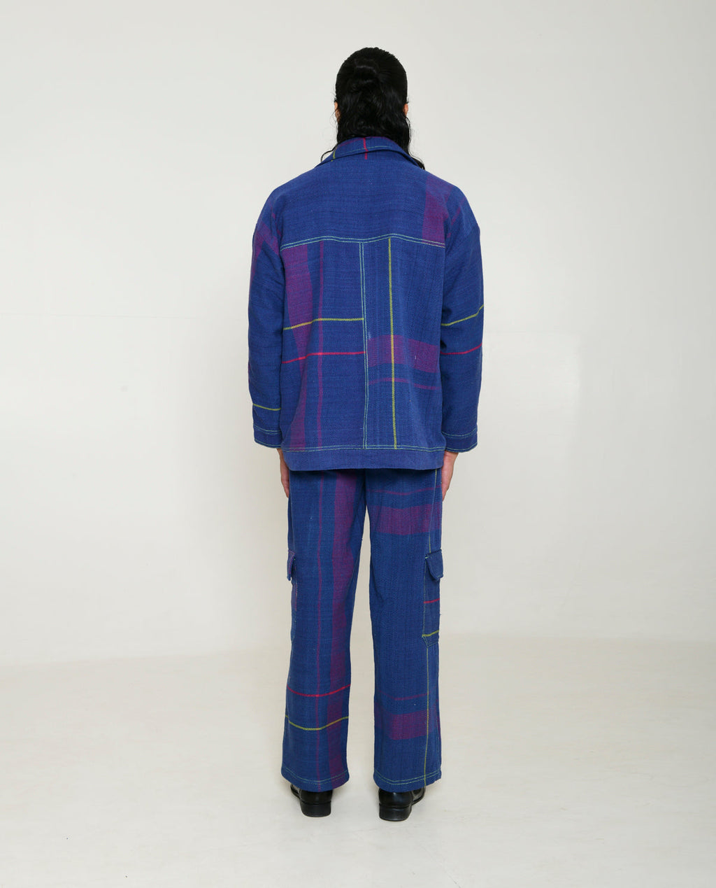 Recycled Blue Multi Colored Cotton Shirt Jacket at Kamakhyaa by Rias Jaipur. This item is 100% Cotton, Blue, Casual wear, Multicolor, Natural, Overlays, RE 2.O, Relaxed, Stripes, Unisex, Womenswear