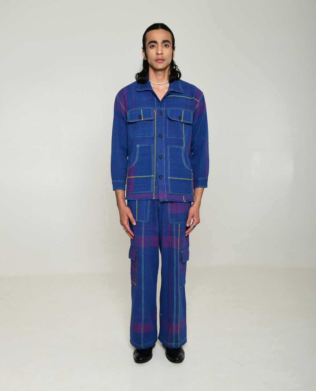 Recycled Blue striped Cotton Shacket at Kamakhyaa by Rias Jaipur. This item is 100% Cotton, Blue, Casual wear, Multicolor, Natural, RE 2.O, Relaxed, Stripes, Unisex, Womenswear