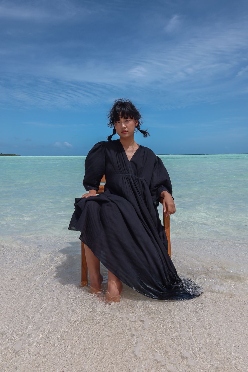 Recycled Cotton Black Casual Dress at Kamakhyaa by Raas. This item is Azo Free Dyes, Best Selling, Black, Casual Wear, Cotton, Layla, Maxi Dresses, Recycled, Relaxed Fit, Solids, Womenswear