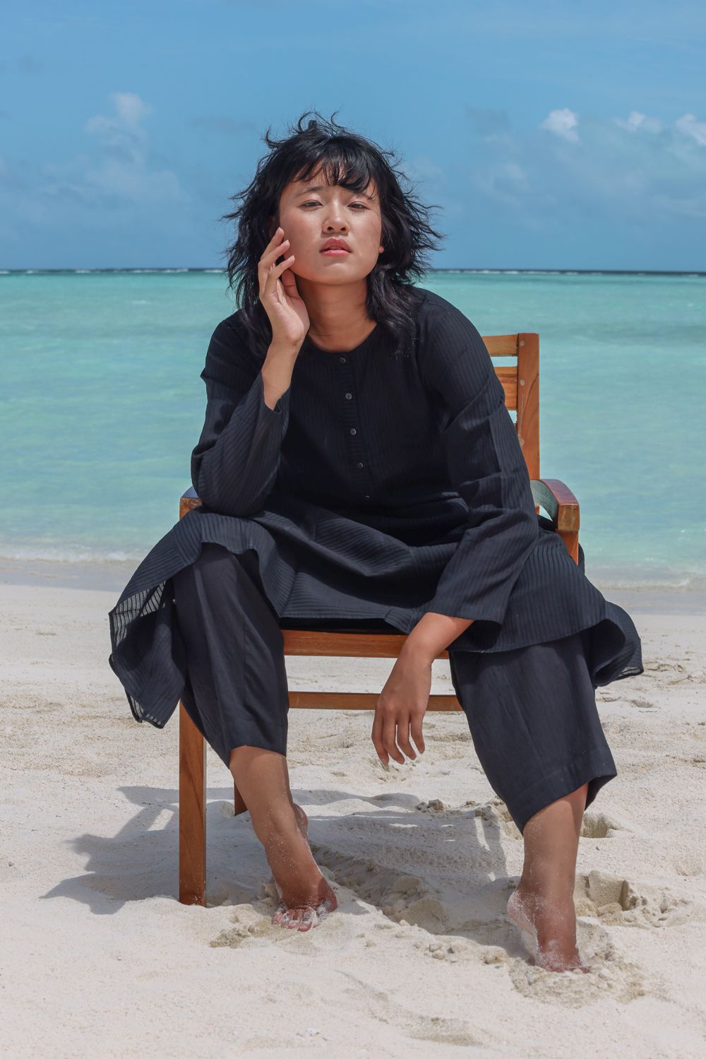 Recycled Cotton Black Kurta at Kamakhyaa by Raas. This item is Azo Free Dyes, Best Selling, Black, Casual Wear, Cotton, Kurtas, Layla, Recycled, Relaxed Fit, Solids, Womenswear