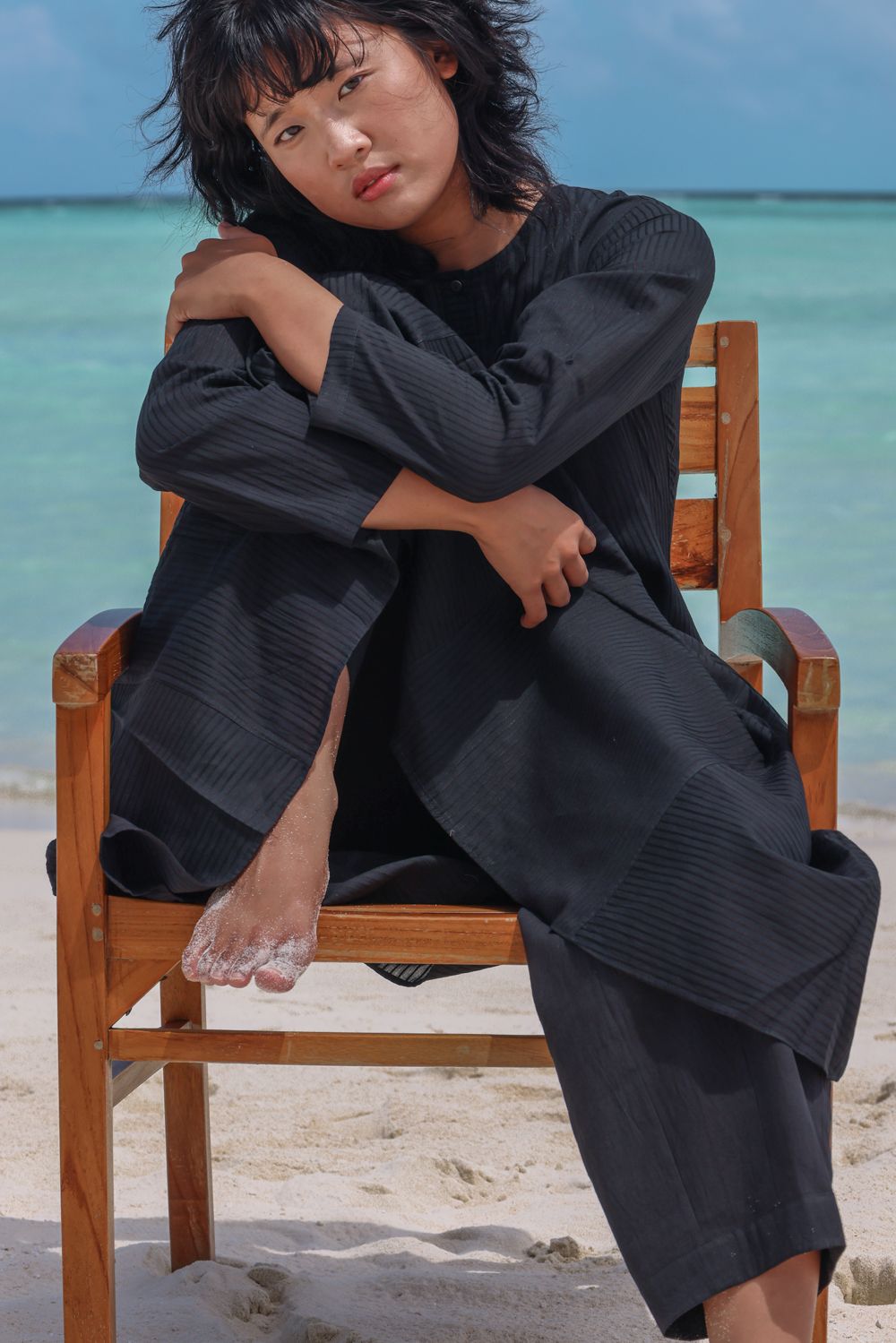 Recycled Cotton Black Kurta at Kamakhyaa by Raas. This item is Azo Free Dyes, Best Selling, Black, Casual Wear, Cotton, Kurtas, Layla, Recycled, Relaxed Fit, Solids, Womenswear