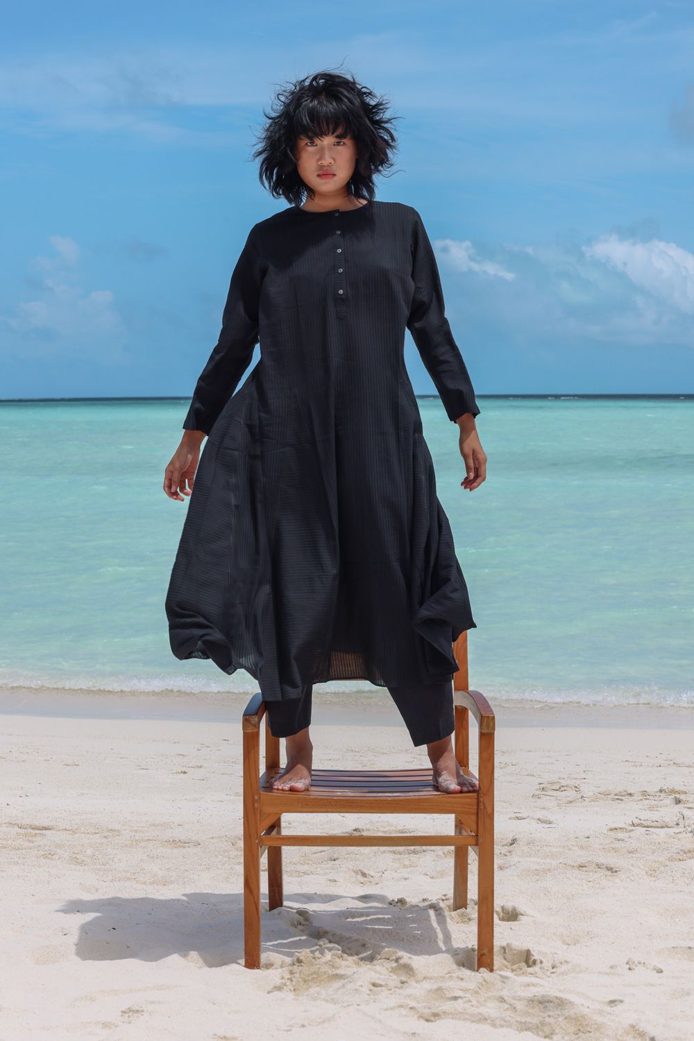 Recycled Cotton Black Pants at Kamakhyaa by Raas. This item is Azo Free Dyes, Black, Casual Wear, Cotton, Joggers, Layla, Recycled, Relaxed Fit, Solids, Womenswear