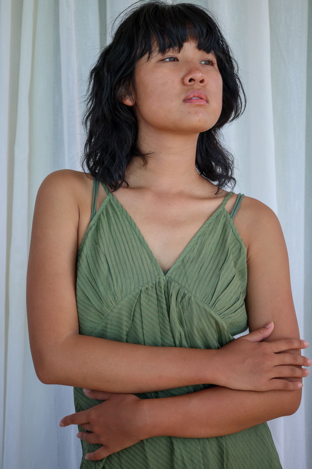 Recycled Cotton Green Sleeveless Dress at Kamakhyaa by Raas. This item is Azo Free Dyes, Cotton, Green, Layla, Midi Dresses, Recycled, Relaxed Fit, Resort Wear, Sleeveless Dresses, Solid Selfmade, Solids, Womenswear