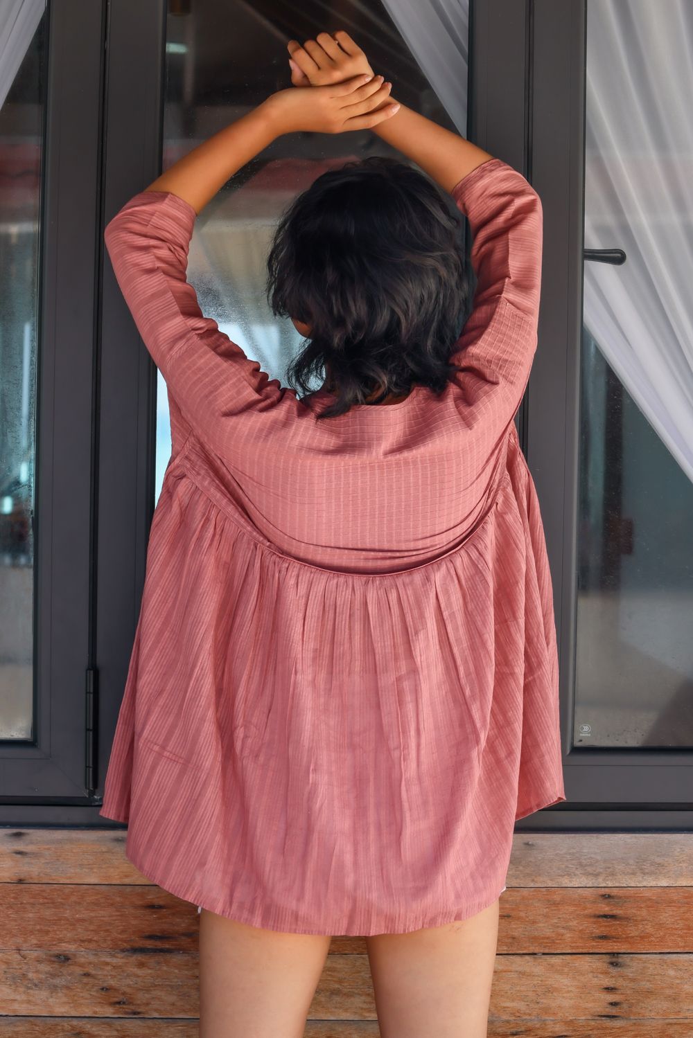 Recycled Cotton Pink Relaxed Tunic Top at Kamakhyaa by Raas. This item is Azo Free Dyes, Casual Wear, Cotton, Layla, Pink, Recycled, Relaxed Fit, Solids, Tunic Tops, Womenswear