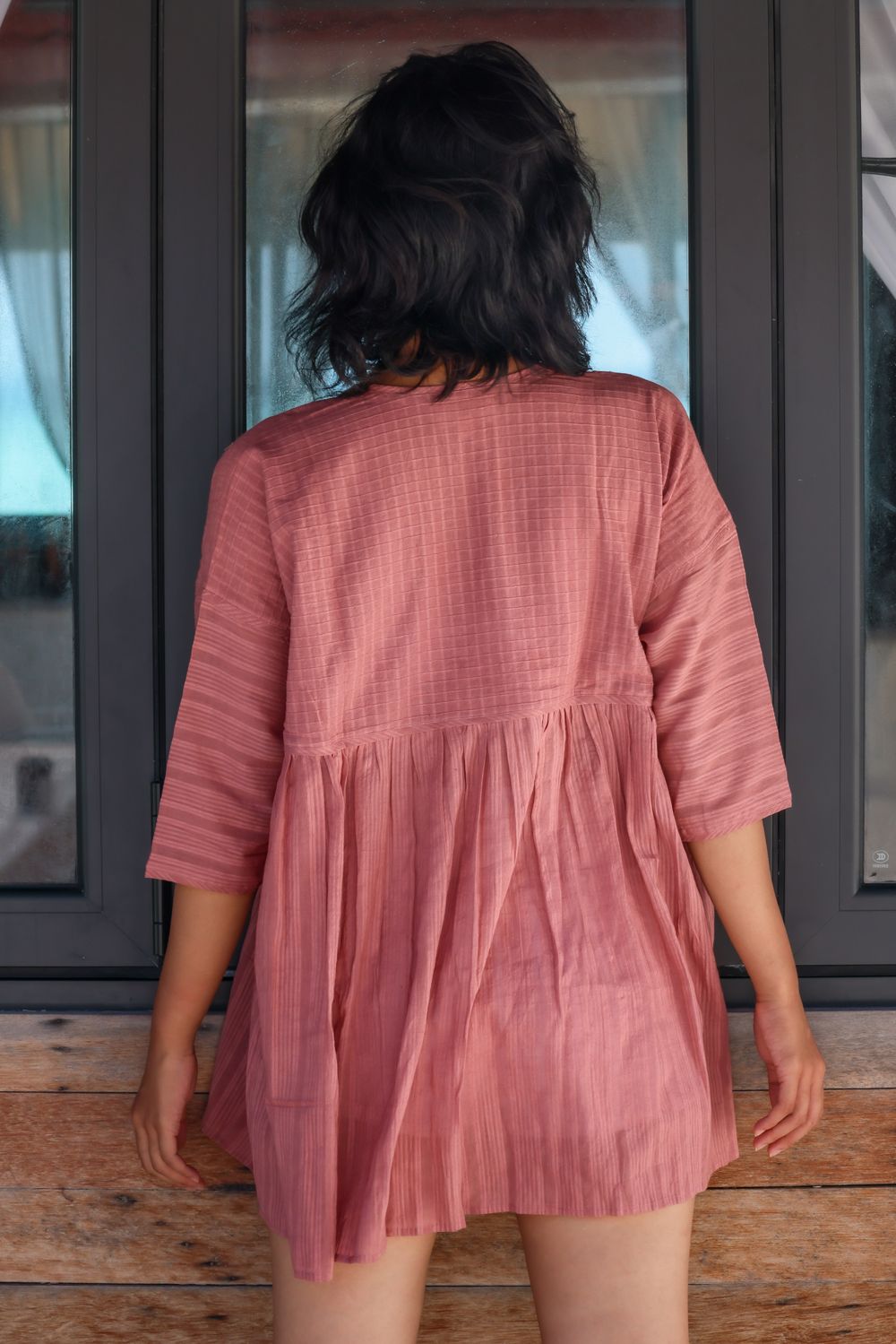 Recycled Cotton Pink Relaxed Tunic Top at Kamakhyaa by Raas. This item is Azo Free Dyes, Casual Wear, Cotton, Layla, Pink, Recycled, Relaxed Fit, Solids, Tunic Tops, Womenswear