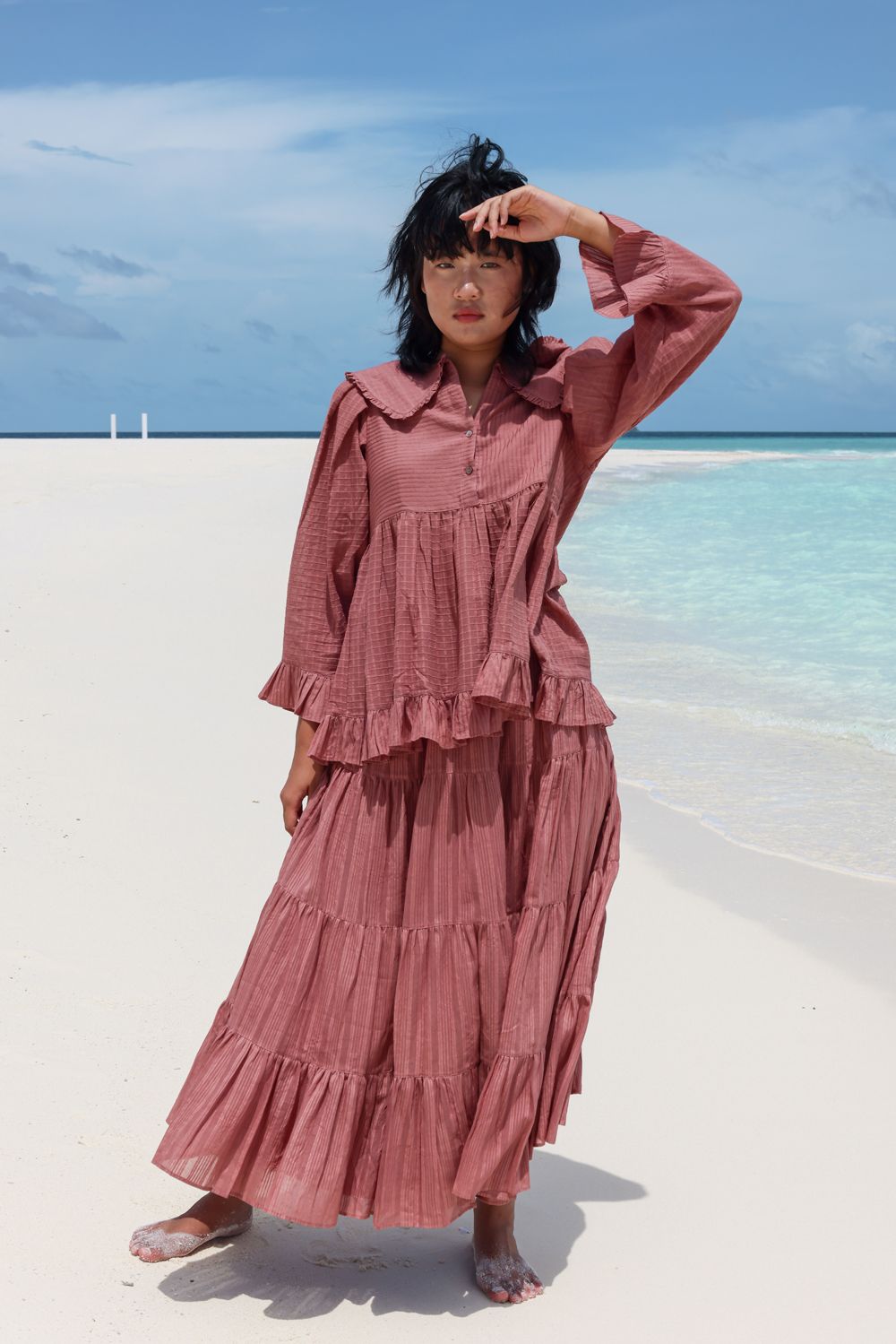 Recycled Cotton Pink Skirt at Kamakhyaa by Raas. This item is Azo Free Dyes, Casual Wear, Cotton, Layla, Pink, Recycled, Relaxed Fit, Skirts, Solids, Womenswear