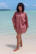 Recycled Cotton Pink Solid Shirt at Kamakhyaa by Raas. This item is Azo Free Dyes, Casual Wear, Cotton, Layla, Pink, Recycled, Relaxed Fit, Shirts, Solids, Womenswear