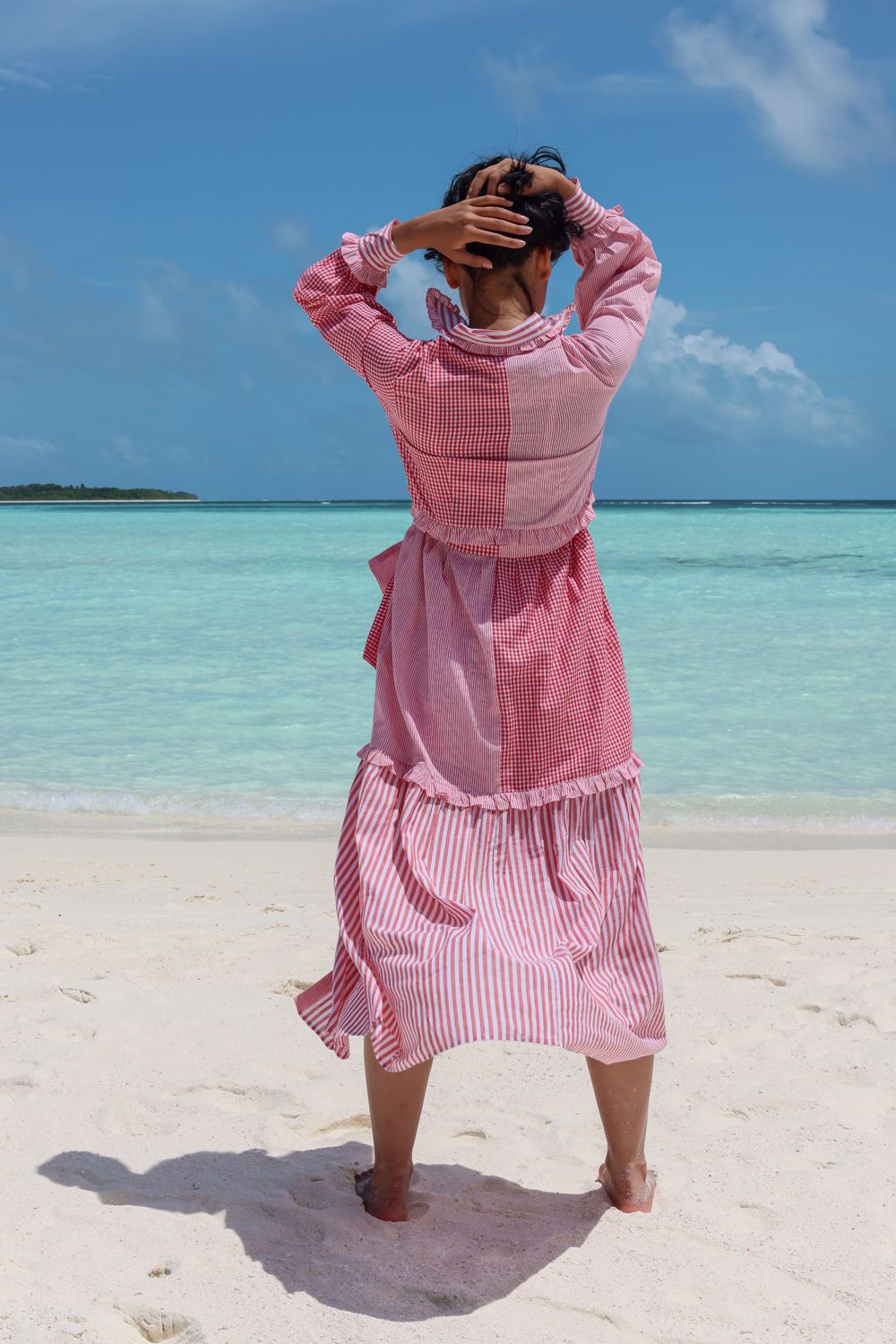 Recycled Cotton Pink Tiered Dress at Kamakhyaa by Raas. This item is Azo Free Dyes, Casual Wear, Cotton, Layla, Maxi Dresses, Pink, Recycled, Relaxed Fit, Solids, Tiered Dresses, Womenswear