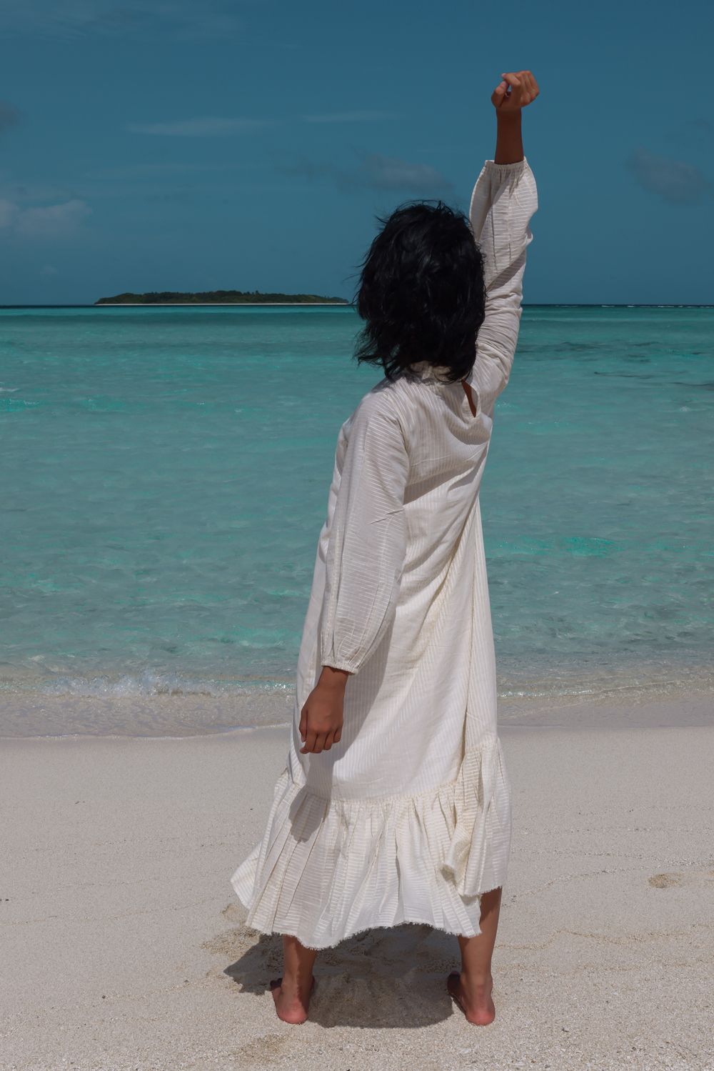 Recycled Off-White Cotton Dress at Kamakhyaa by Raas. This item is Azo Free Dyes, Casual Wear, Cotton, Layla, Maxi Dresses, Off-White, Recycled, Regular Fit, Solids, Womenswear