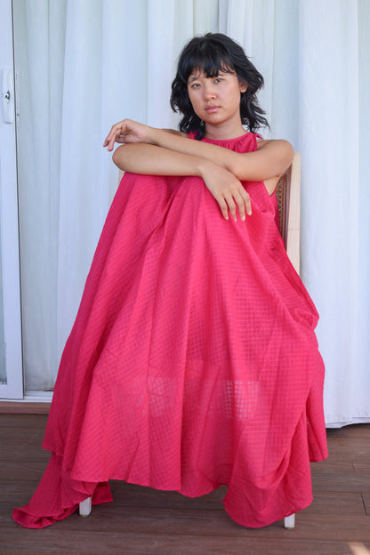 Recycled Pink Cotton Dress at Kamakhyaa by Raas. This item is Azo Free Dyes, Cotton, Layla, Maxi Dresses, Pink, Recycled, Relaxed Fit, Resort Wear, Solids, Womenswear