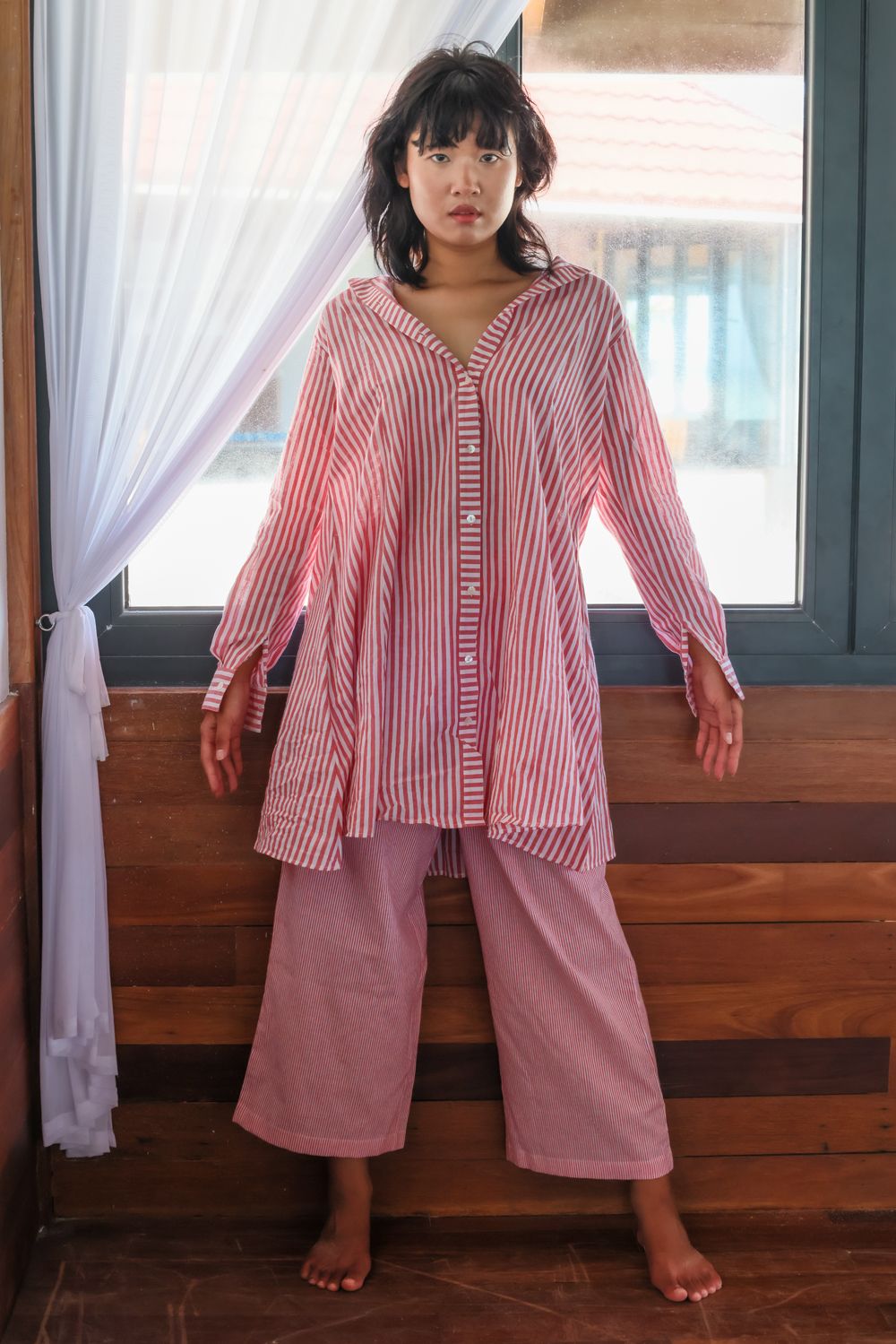 Recycled Pink Cotton Pants at Kamakhyaa by Raas. This item is Azo Free Dyes, Cotton, Layla, Office Wear, Pants, Pink, Recycled, Relaxed Fit, Solids, Womenswear