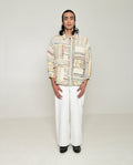 Recycled White Multi Colored Collared Cotton Shirt at Kamakhyaa by Rias Jaipur. This item is 100% Cotton, Casual wear, Multi-coloured, Natural, RE 2.O, Regular, Stripes, Tops, Unisex, White, Womenswear