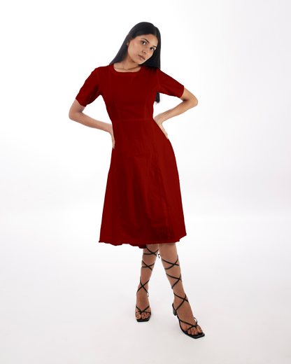 Red Backless Midi Dress at Kamakhyaa by Kamakhyaa. This item is 100% pure cotton, Casual Wear, Evening Wear, Fitted At Waist, KKYSS, Midi Dresses, Natural, Red, Relaxed Fit, Solids, Summer Sutra, Womenswear