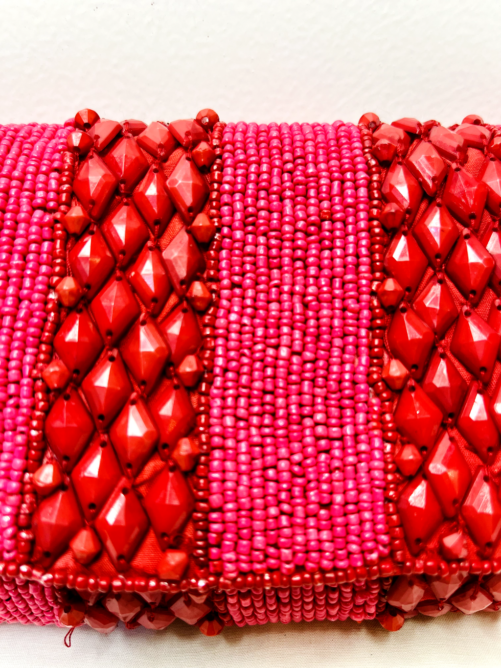 Red Beaded Sling Bag at Kamakhyaa by Pre Loved. This item is Bags, Casual Wear, Mirror Work, Multicolor, Natural, Sling Bags