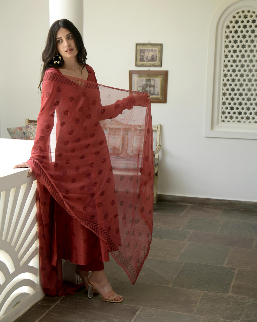 Red Chanderi Silk Kurta Set With Dupatta at Kamakhyaa by Taro. This item is Best Selling, Chiffon, Evening Wear, Gulzar Taro, Indian Wear, July Sale, July Sale 2023, Kurta Pant Sets, Kurta Set With Dupatta, Natural, Prints, Red, Regular Fit, Womenswear
